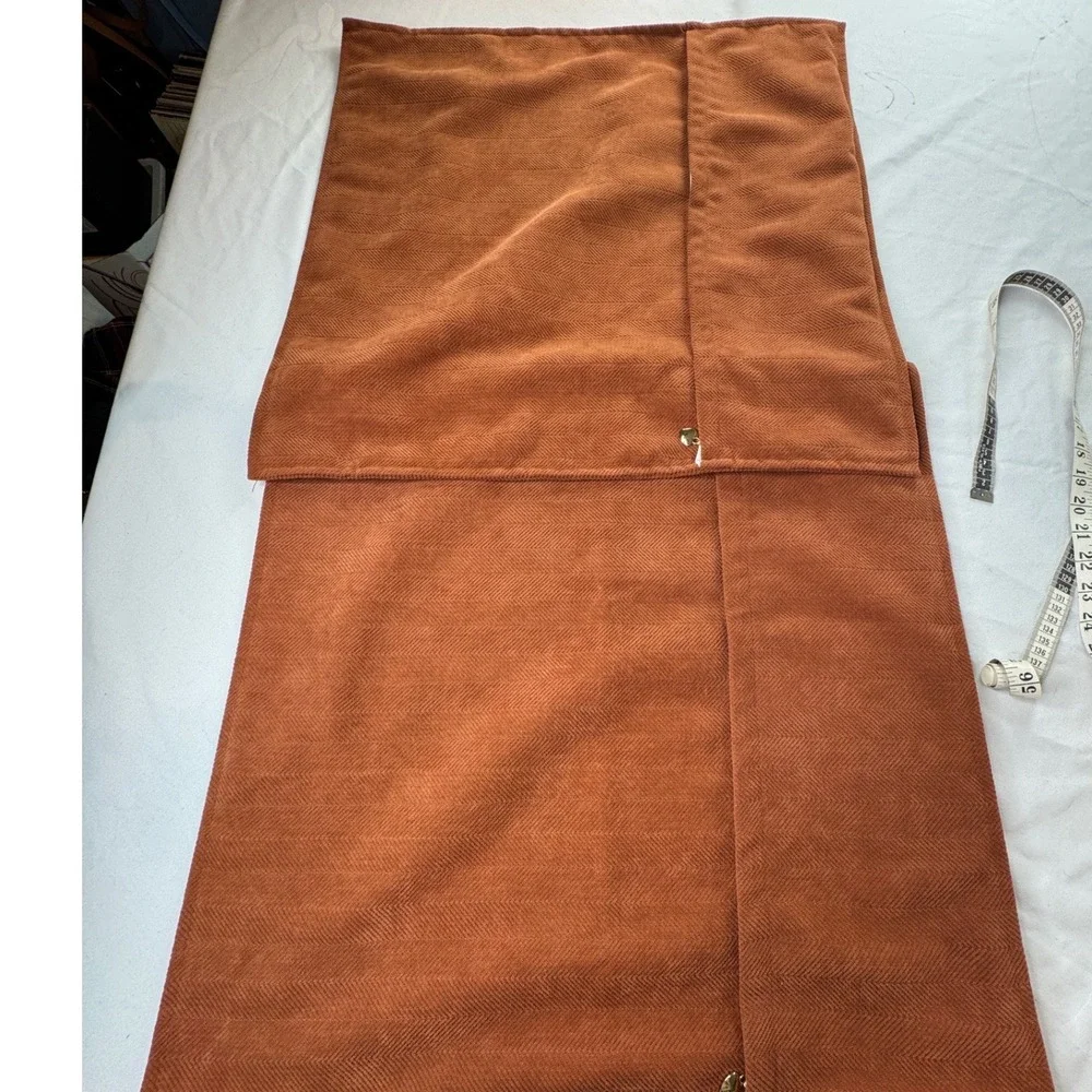 Set of 2 Burnt Orange Herringbone Pillow Covers 22x22 Heart‎ Zipper Pulls